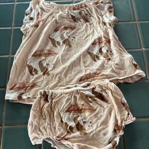 Vintage bamboo bear with umbrella bloomer set milkbarn